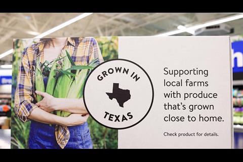Walmart Supercenter, Cypress, Texas. 'Grown in Texas' signage